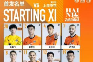 九游官网-2025华润饮料中超联赛第7轮 上海申花VS青岛海牛 首发名单